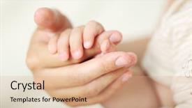  Presentation with baby - Audience pleasing presentation design consisting of adult and baby hands closeup backdrop and a  colored foreground