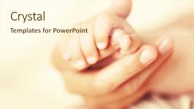 Presentation with preemie baby close up - Presentation design with adult and baby hands closeup background and a  colored foreground