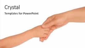  Presentation with child and adult talking - Cool new PPT theme with adult and child hold hands backdrop and a  colored foreground