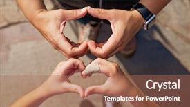  Presentation with heart hands - Colorful slide set enhanced with adult and child making heart backdrop and a  colored foreground