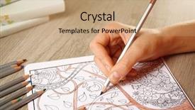  Presentation with adult coloring book - Cool new PPT theme with adult antistress colouring book backdrop and a coral colored foreground
