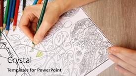  Presentation with adult coloring book - PPT theme enhanced with adult antistress colouring book background and a light gray colored foreground