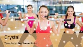  Presentation with group training - Presentation theme enhanced with adult athletic - fitness sport training gym background and a  colored foreground