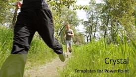  Presentation with men health work - Beautiful theme featuring adult athletic - happy men jogging backdrop and a  colored foreground