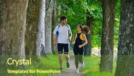  Presentation with good morning couple bed - PPT layouts having adult athletic - young couple jogging in park background and a tawny brown colored foreground