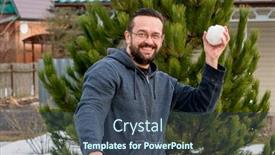  Presentation with pine - Audience pleasing PPT layouts consisting of adult-bearded-man-plays-snowballs backdrop and a ocean colored foreground