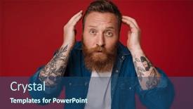  Presentation with haircut - Presentation theme having adult-bearded-tattooed-handsome-stylish background and a ocean colored foreground