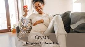  Presentation with pregnant woman - Presentation consisting of adult-beautiful-pregnant-smiling-african background and a coral colored foreground