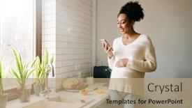  Presentation with pregnant woman - Theme consisting of adult-beautiful-smiling-african-pregnant background and a coral colored foreground