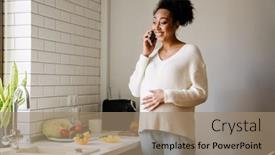  Presentation with pregnant woman - Presentation theme enhanced with adult-beautiful-smiling-african-pregnant background and a coral colored foreground