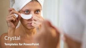  Presentation with eye care - Beautiful slide set featuring adult-beautiful-woman backdrop and a red colored foreground