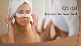  Presentation with eye care - Presentation design enhanced with adult-beautiful-woman background and a soft green colored foreground