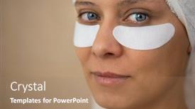  Presentation with eye care - Beautiful presentation design featuring adult-beautiful-woman backdrop and a coral colored foreground