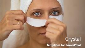  Presentation with eye care - Cool new presentation design with adult-beautiful-woman backdrop and a tawny brown colored foreground