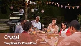  Presentation with black family - Amazing PPT layouts having families party - adult black family enjoying dinner backdrop and a coral colored foreground