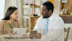  Presentation with home loan - Beautiful presentation theme featuring adult-black-man-and-young backdrop and a coral colored foreground