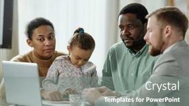  Presentation with home loan - Audience pleasing PPT theme consisting of adult-black-man-with-family backdrop and a gray colored foreground