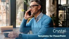  Presentation with blue business - PPT layouts featuring adult-business-man-in-glasses background and a ocean colored foreground