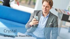  Presentation with zone - Slide deck enhanced with adult-businessman-using-computer background and a light blue colored foreground