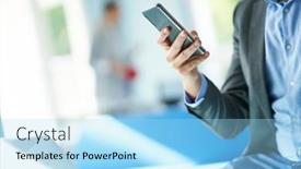  Presentation with zone - Amazing slide set having adult-businessman-using-computer backdrop and a light blue colored foreground