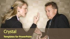  Presentation with points - Beautiful slides featuring adult businesswoman angrily giving middle backdrop and a tawny brown colored foreground