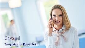  Presentation with zone - Beautiful PPT layouts featuring adult-businesswoman-using-computer backdrop and a sky blue colored foreground