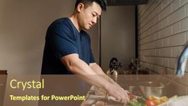  Presentation with asian nurse helps a man - Slides consisting of adult-calm-asian-man-cooking background and a coral colored foreground