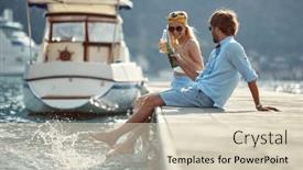  Presentation with dock - Presentation theme with adult-caucasian-couple-sitting background and a soft green colored foreground