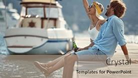  Presentation with dock - Slide set enhanced with adult-caucasian-couple-sitting background and a coral colored foreground