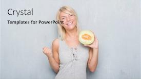  Presentation with emotion - Audience pleasing slide set consisting of adult-caucasian-woman-over-grunge backdrop and a light gray colored foreground