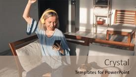  Presentation with dance music - Theme featuring adult-caucasian-woman-relax background and a coral colored foreground