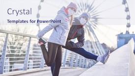  Presentation with lockdown - Colorful slide set enhanced with adult-couple-jogging backdrop and a sky blue colored foreground