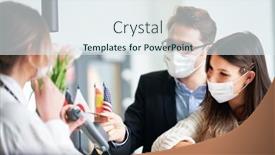  Presentation with masks - Presentation theme featuring adult-couple-wearing-masks-checking background and a sky blue colored foreground