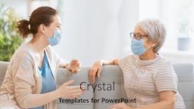  Presentation with flu virus - Cool new PPT layouts with adult-daughter-and-senior-parent backdrop and a coral colored foreground