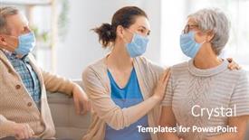  Presentation with 2019 - Beautiful theme featuring adult-daughter-and-senior-parents backdrop and a coral colored foreground