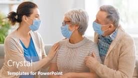  Presentation with flu virus - Presentation theme consisting of adult-daughter-and-senior-parents background and a coral colored foreground