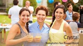  Presentation with garden tea party pretty - Colorful presentation enhanced with adult daughters enjoying party backdrop and a coral colored foreground