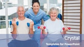  Presentation with senior couple - Amazing slides having adult day care - portrait of happy female instructor backdrop and a teal colored foreground