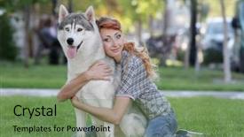  Presentation with dog - Beautiful slides featuring adult day care - young happy woman with haski backdrop and a seafoam green colored foreground