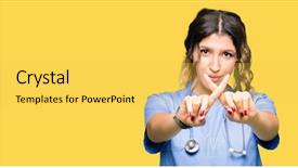  Presentation with medical sign - Presentation design featuring adult doctor woman wearing medical background and a  colored foreground