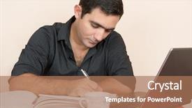  Presentation with adult education - Presentation featuring adult education - hispanic man studying background and a coral colored foreground