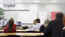  Presentation with acting - Beautiful PPT theme featuring adult education training - audience listens to the acting backdrop and a white colored foreground