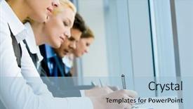  Presentation with education training - Slide deck enhanced with adult education training - photo of pretty businesswoman making background and a light blue colored foreground