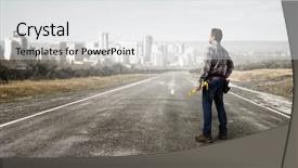  Presentation with media - Amazing theme having adult engineer man mixed media backdrop and a light gray colored foreground