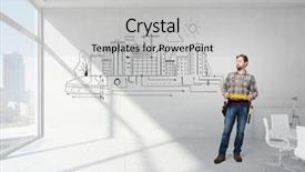  Presentation with media - PPT theme consisting of adult engineer man mixed media background and a  colored foreground