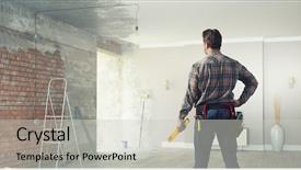  Presentation with faces lots adult mixed - PPT layouts consisting of adult engineer man mixed media background and a  colored foreground