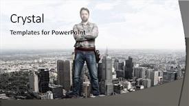  Presentation with faces lots adult mixed - Presentation theme with adult engineer man mixed media background and a  colored foreground