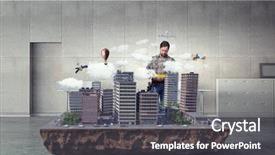  Presentation with media - Slide set with adult engineer man mixed media background and a  colored foreground