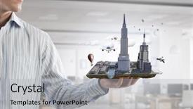  Presentation with faces lots adult mixed - Presentation design consisting of adult engineer man mixed media background and a  colored foreground