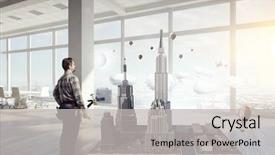  Presentation with faces lots adult mixed - Colorful slide set enhanced with adult engineer man mixed media backdrop and a  colored foreground